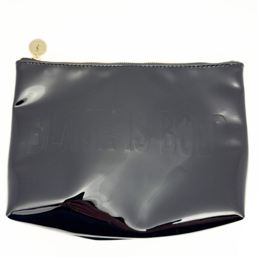 YSL Beaute Black is Bold Patent Faux Leather Zipβ Makeup Bag Clutch Case Basic